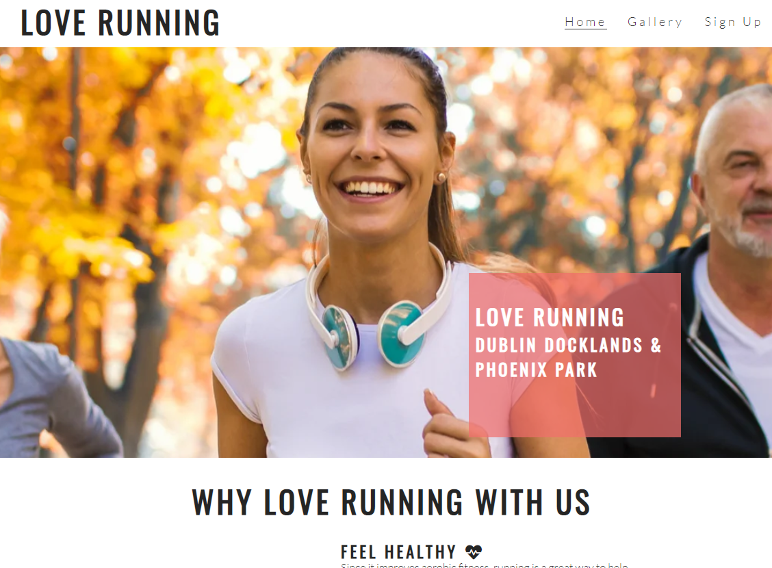 Image of the love running website